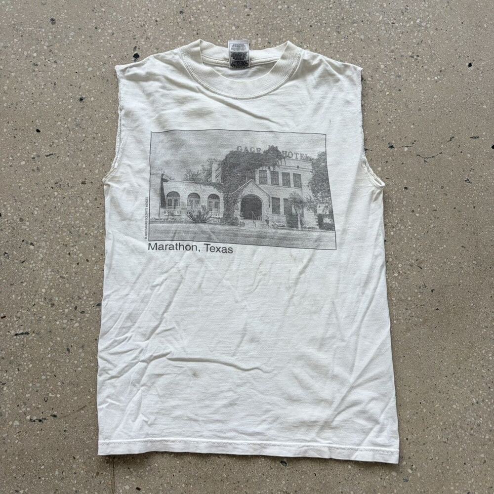 Vintage 90s Marathon, Texas White Photograph Tank Top